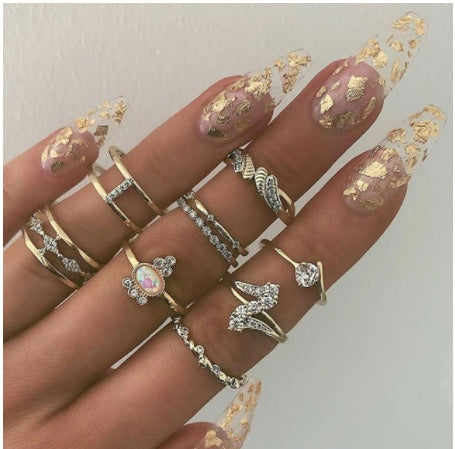 Stackable Ring Set – Gold or Silver Multi-Style Crystal Bands