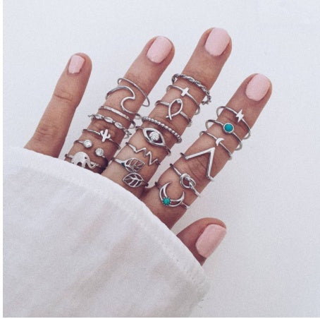 Stackable Ring Set – Gold or Silver Multi-Style Crystal Bands