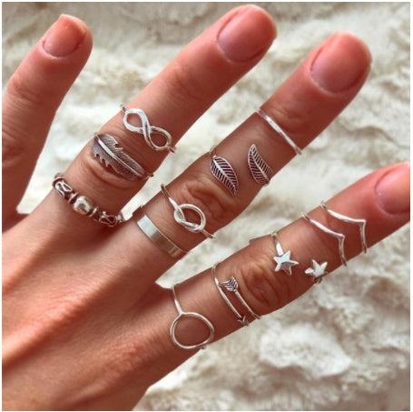 Stackable Ring Set – Gold or Silver Multi-Style Crystal Bands
