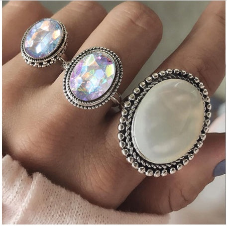 Stackable Ring Set – Gold or Silver Multi-Style Crystal Bands