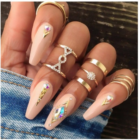 Stackable Ring Set – Gold or Silver Multi-Style Crystal Bands
