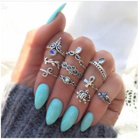 Stackable Ring Set – Gold or Silver Multi-Style Crystal Bands