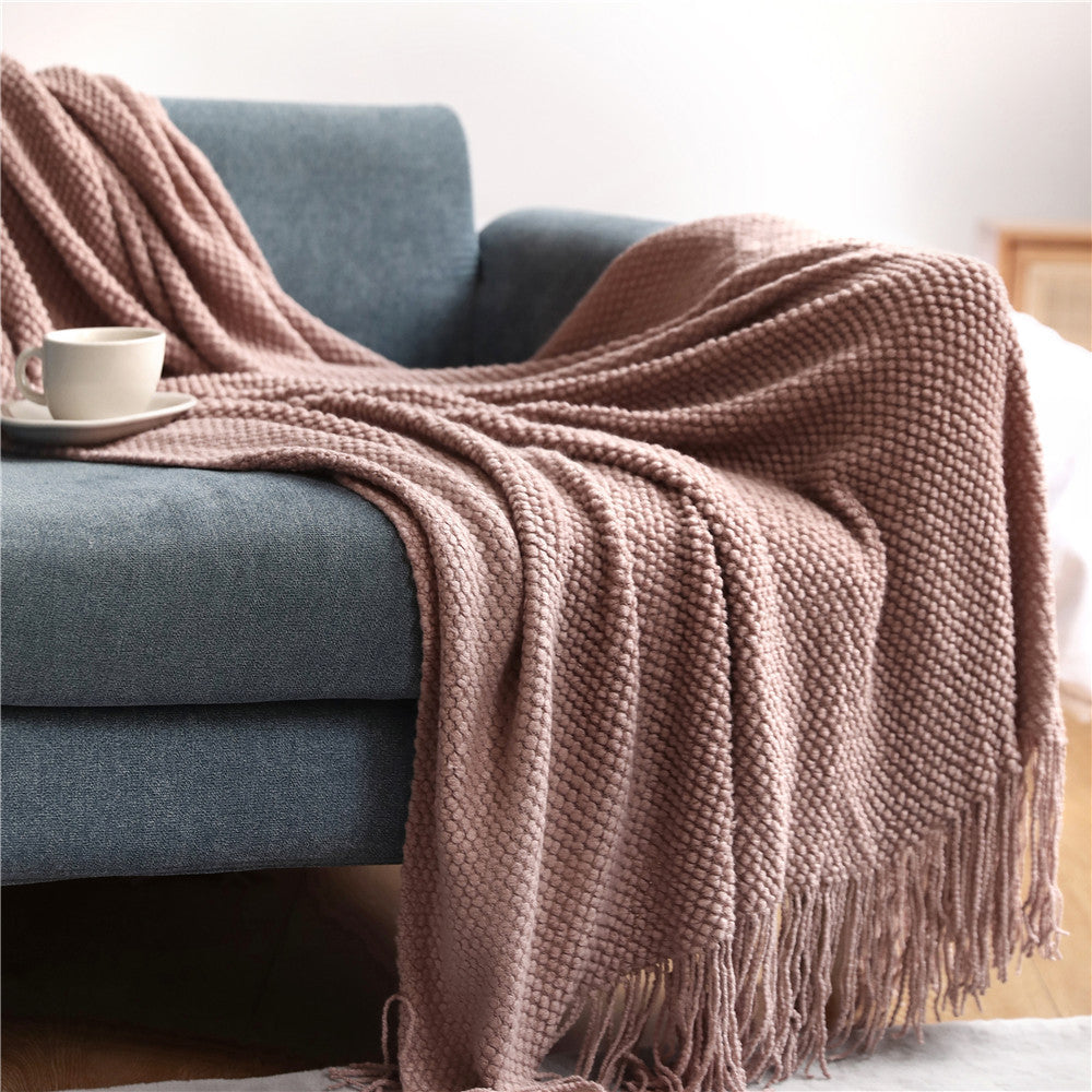Pineapple Grid Knitted Throw Blanket
