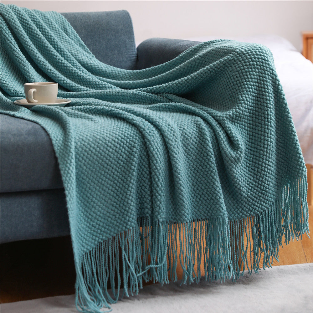 Pineapple Grid Knitted Throw Blanket