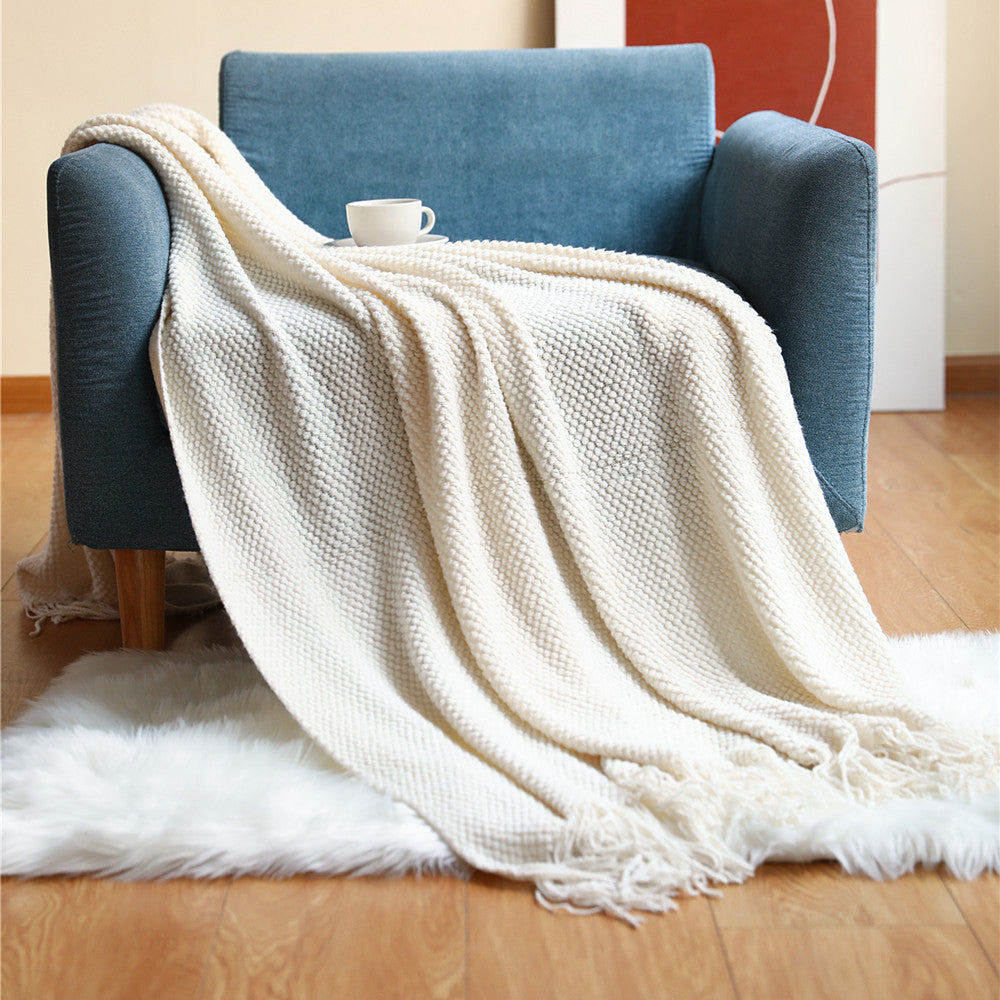 Pineapple Grid Knitted Throw Blanket