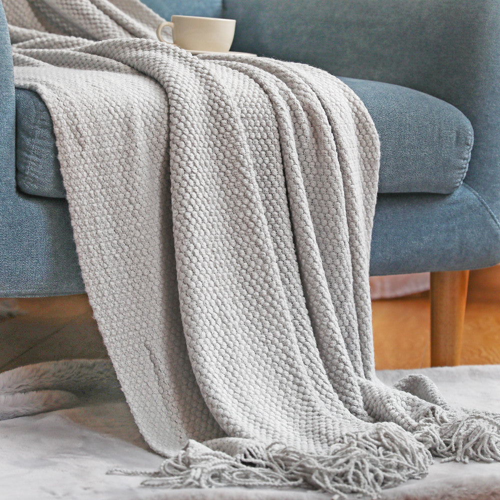 Pineapple Grid Knitted Throw Blanket