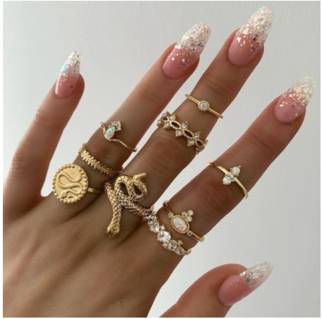 Stackable Ring Set – Gold or Silver Multi-Style Crystal Bands
