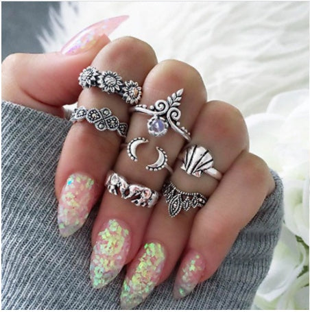 Stackable Ring Set – Gold or Silver Multi-Style Crystal Bands