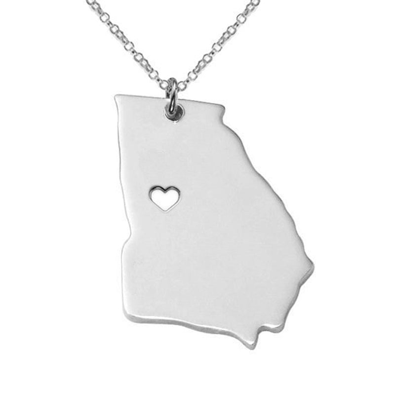 Georgia State Outline Necklace – Stainless Steel Minimalist Pendant