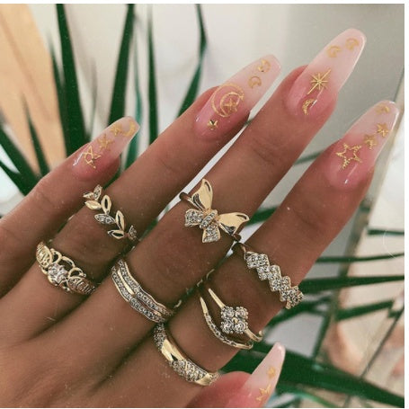 Stackable Ring Set – Gold or Silver Multi-Style Crystal Bands