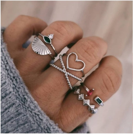 Stackable Ring Set – Gold or Silver Multi-Style Crystal Bands