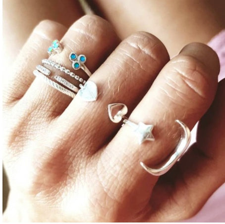 Stackable Ring Set – Gold or Silver Multi-Style Crystal Bands