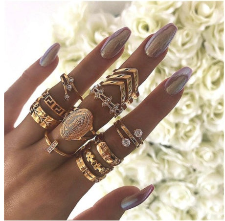 Stackable Ring Set – Gold or Silver Multi-Style Crystal Bands