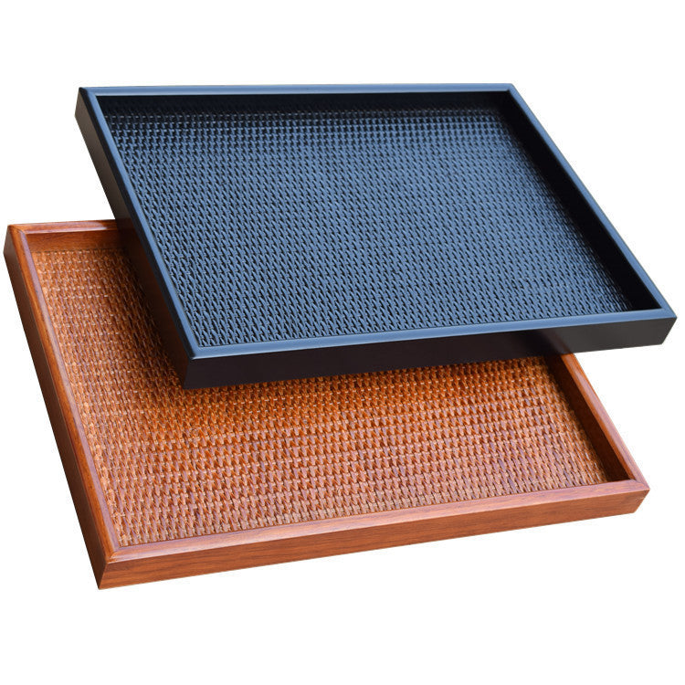 Handmade Rattan Wooden Tray – Natural Woven Serveware