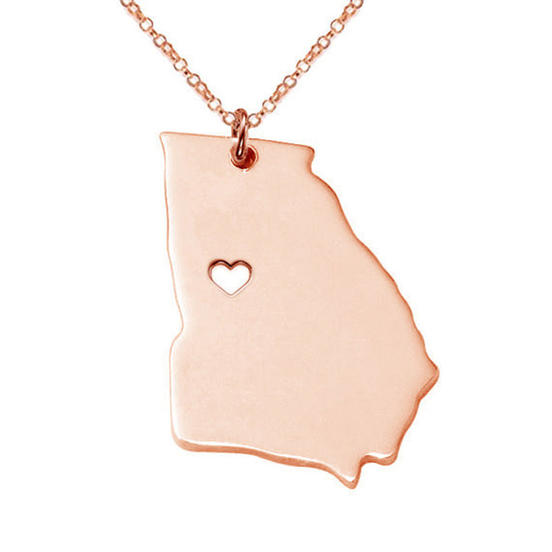 Georgia State Outline Necklace – Stainless Steel Minimalist Pendant
