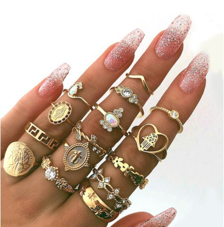 Stackable Ring Set – Gold or Silver Multi-Style Crystal Bands