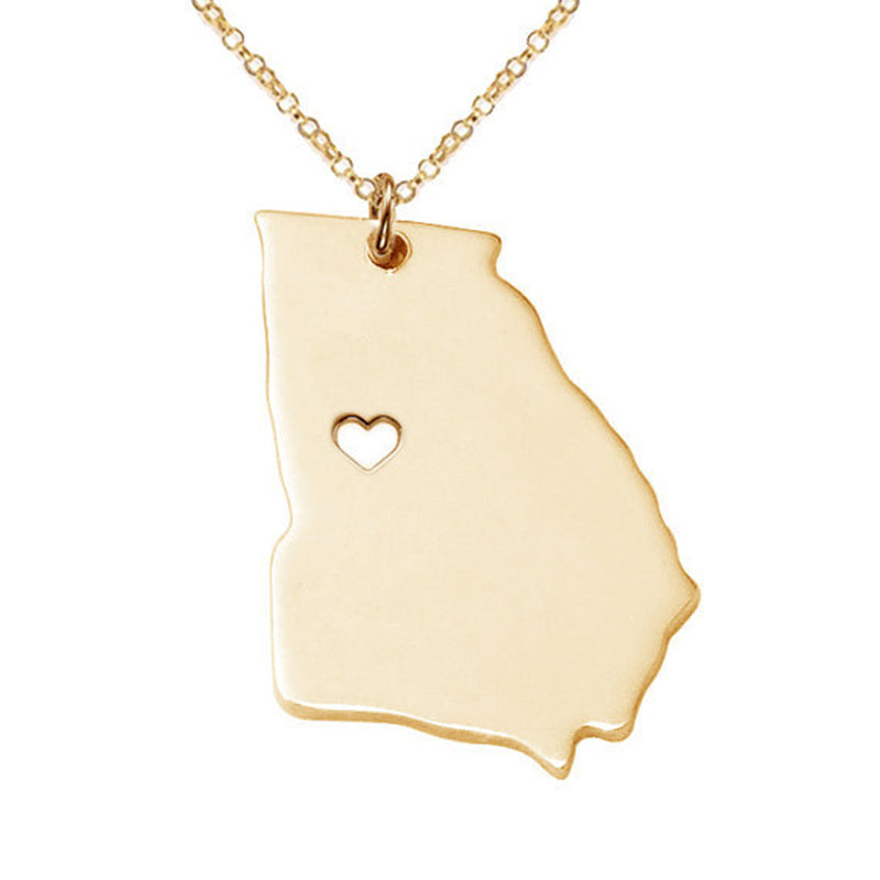 Georgia State Outline Necklace – Stainless Steel Minimalist Pendant