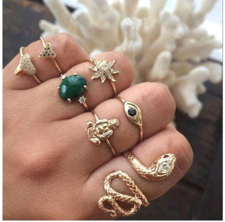Stackable Ring Set – Gold or Silver Multi-Style Crystal Bands