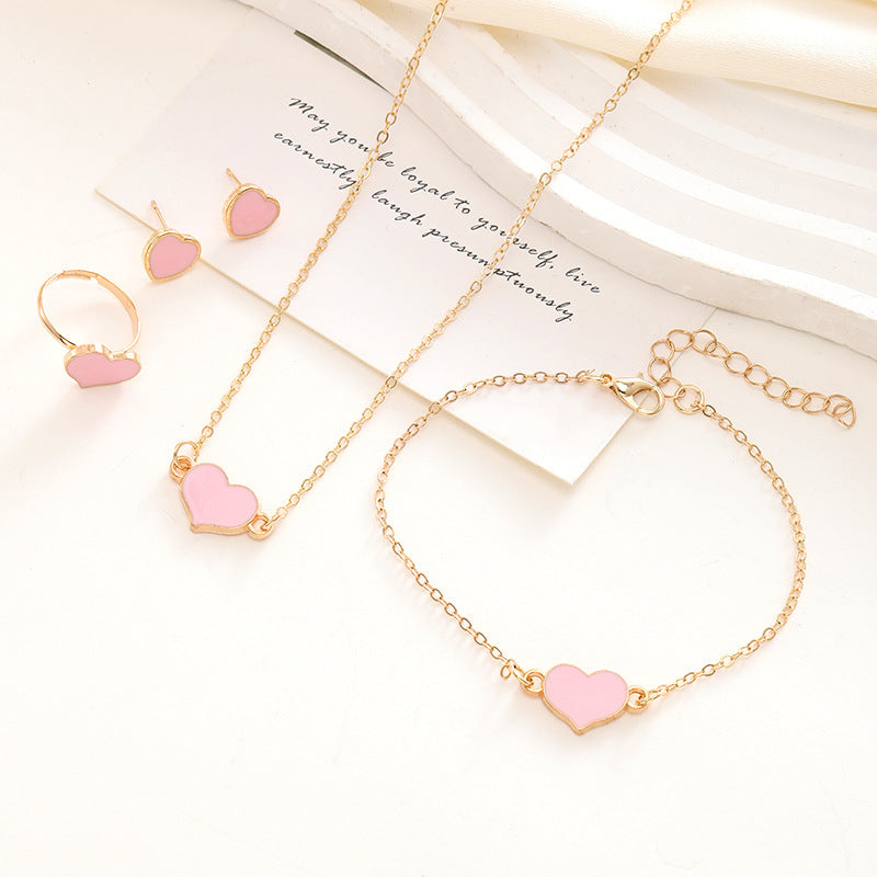 Simple Love Heart Necklace & Earrings Set — Fashion Jewelry Gift