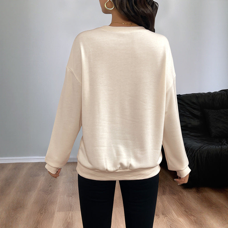 Sequined Bow Pullover Sweatshirt — Women’s Glitter Accent Top