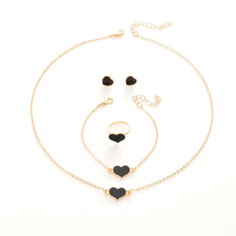 Simple Love Heart Necklace & Earrings Set — Fashion Jewelry Gift