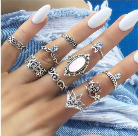 Stackable Ring Set – Gold or Silver Multi-Style Crystal Bands