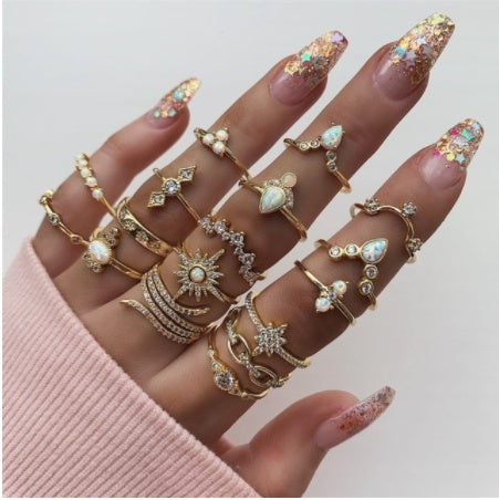 Stackable Ring Set – Gold or Silver Multi-Style Crystal Bands