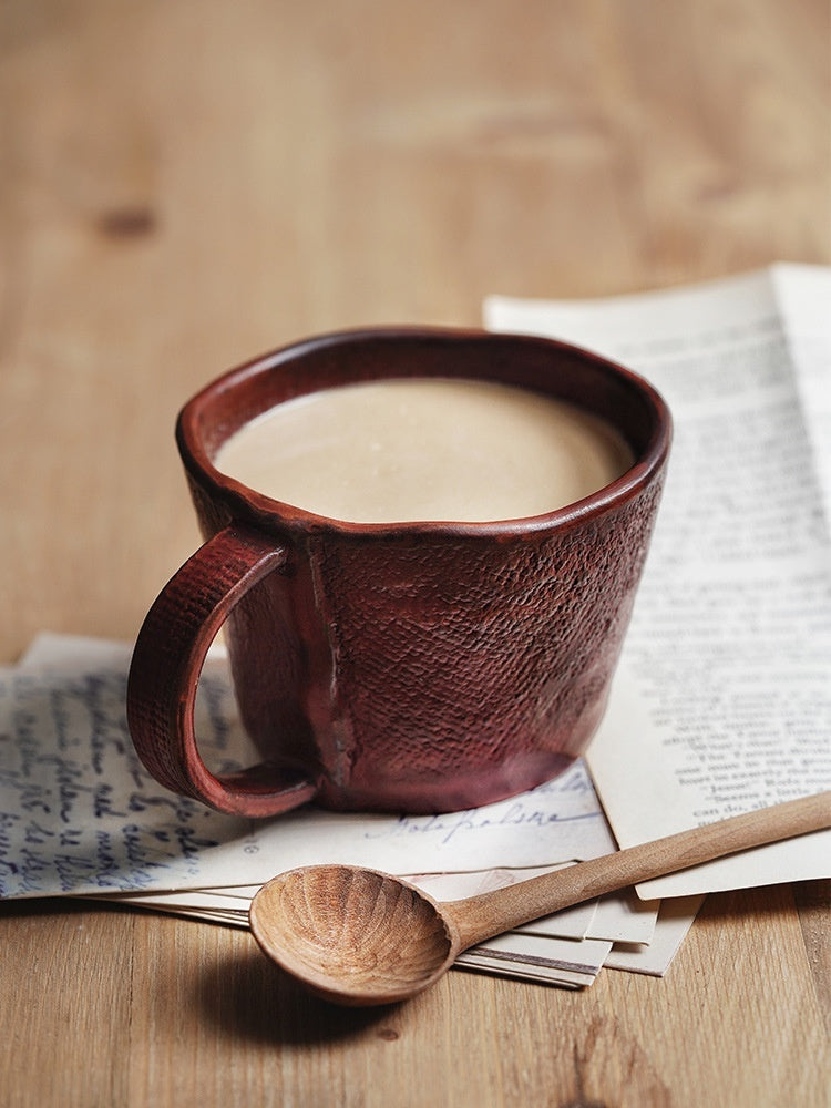 Japanese Handmade Pottery Coffee Cup & Saucer Set