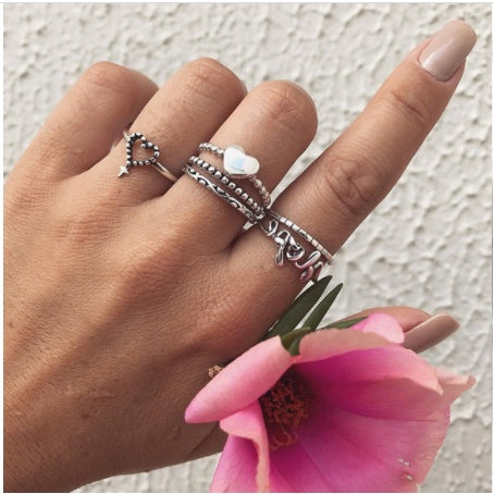 Stackable Ring Set – Gold or Silver Multi-Style Crystal Bands