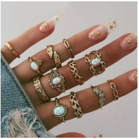 Stackable Ring Set – Gold or Silver Multi-Style Crystal Bands
