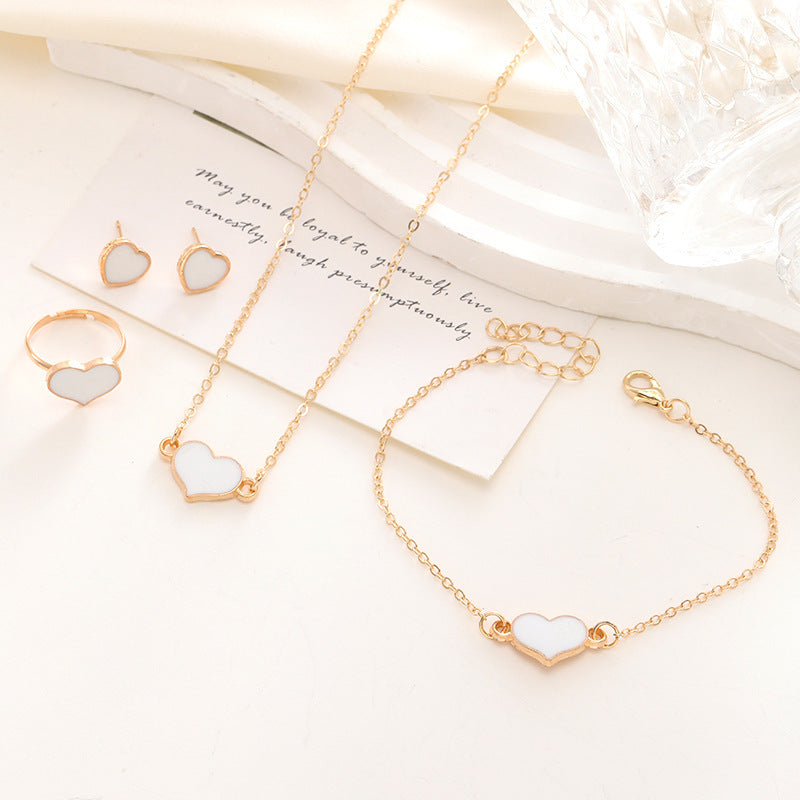 Simple Love Heart Necklace & Earrings Set — Fashion Jewelry Gift