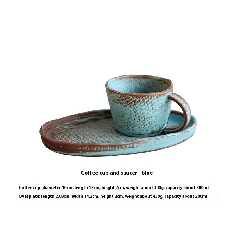 Japanese Handmade Pottery Coffee Cup & Saucer Set