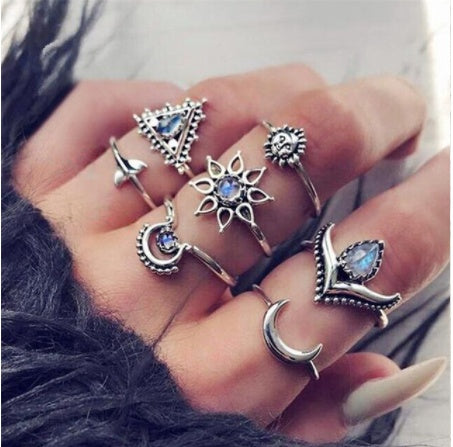 Stackable Ring Set – Gold or Silver Multi-Style Crystal Bands