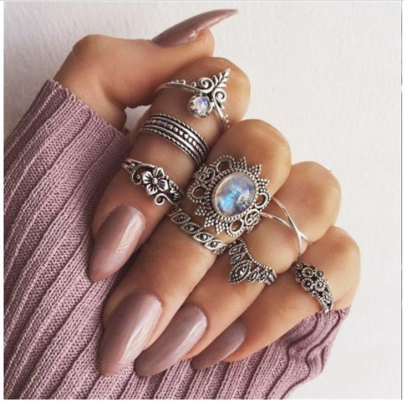 Stackable Ring Set – Gold or Silver Multi-Style Crystal Bands