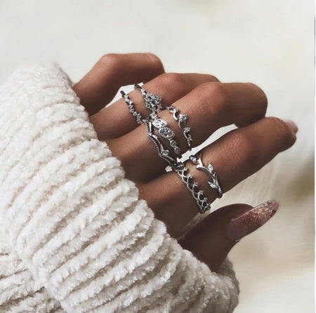 Stackable Ring Set – Gold or Silver Multi-Style Crystal Bands