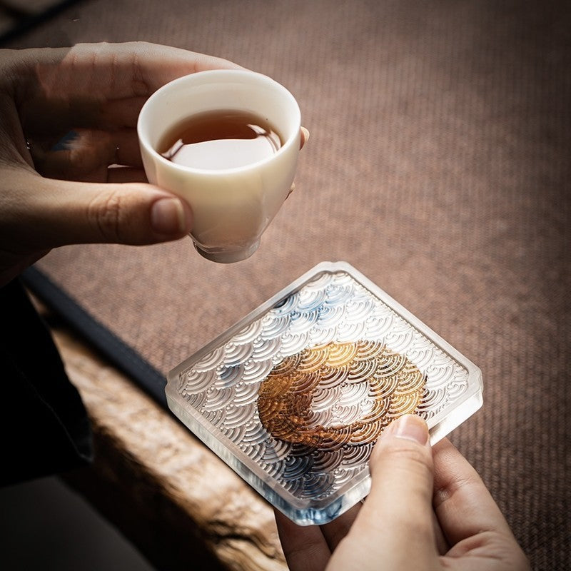 Creative Handmade Pine Resin Coasters – Japanese Style (Set of 4)