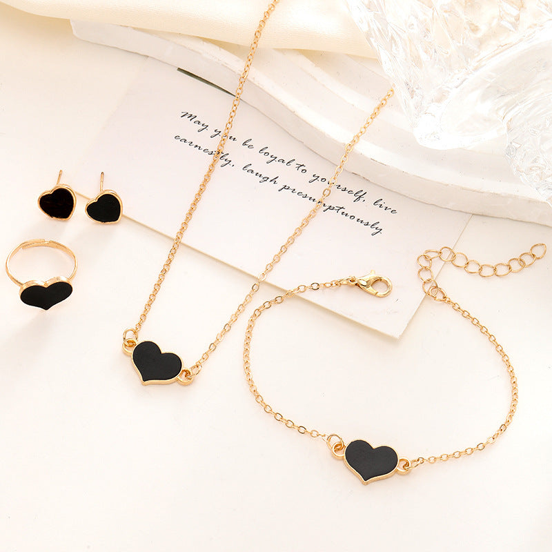Simple Love Heart Necklace & Earrings Set — Fashion Jewelry Gift