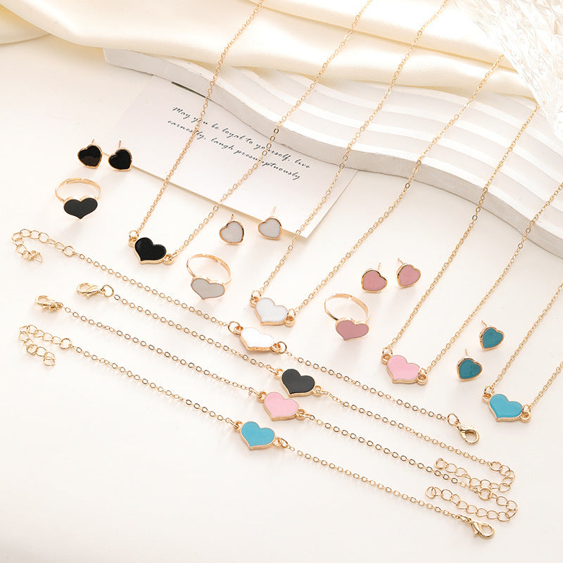 Simple Love Heart Necklace & Earrings Set — Fashion Jewelry Gift