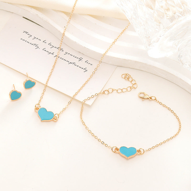 Simple Love Heart Necklace & Earrings Set — Fashion Jewelry Gift
