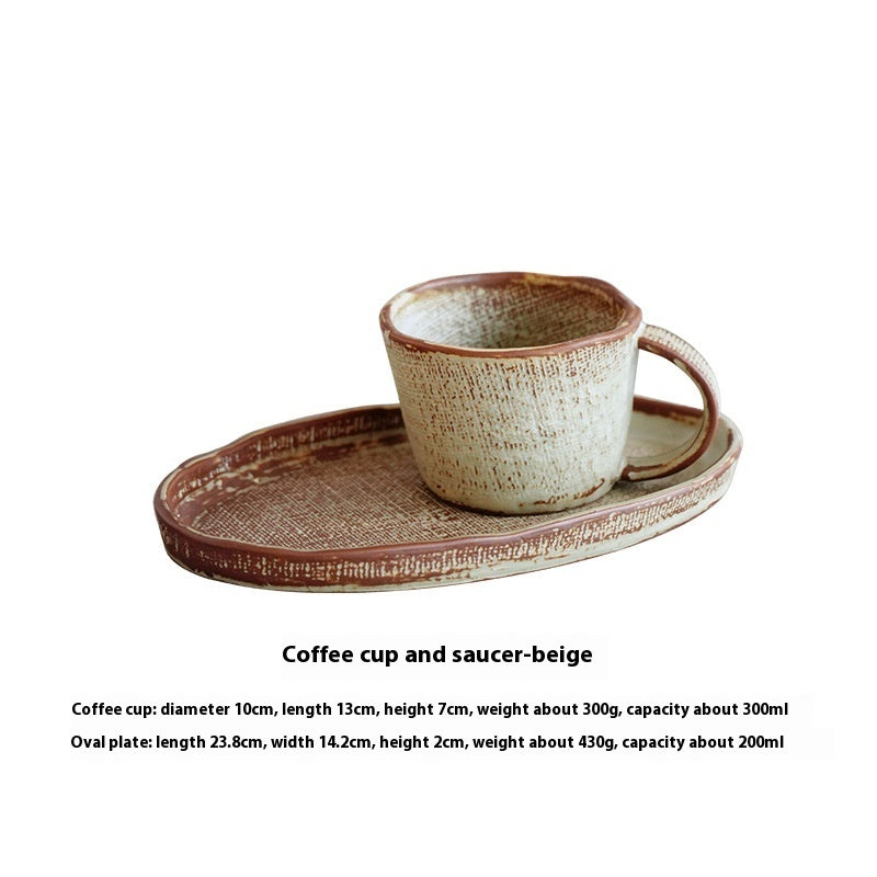 Japanese Handmade Pottery Coffee Cup & Saucer Set