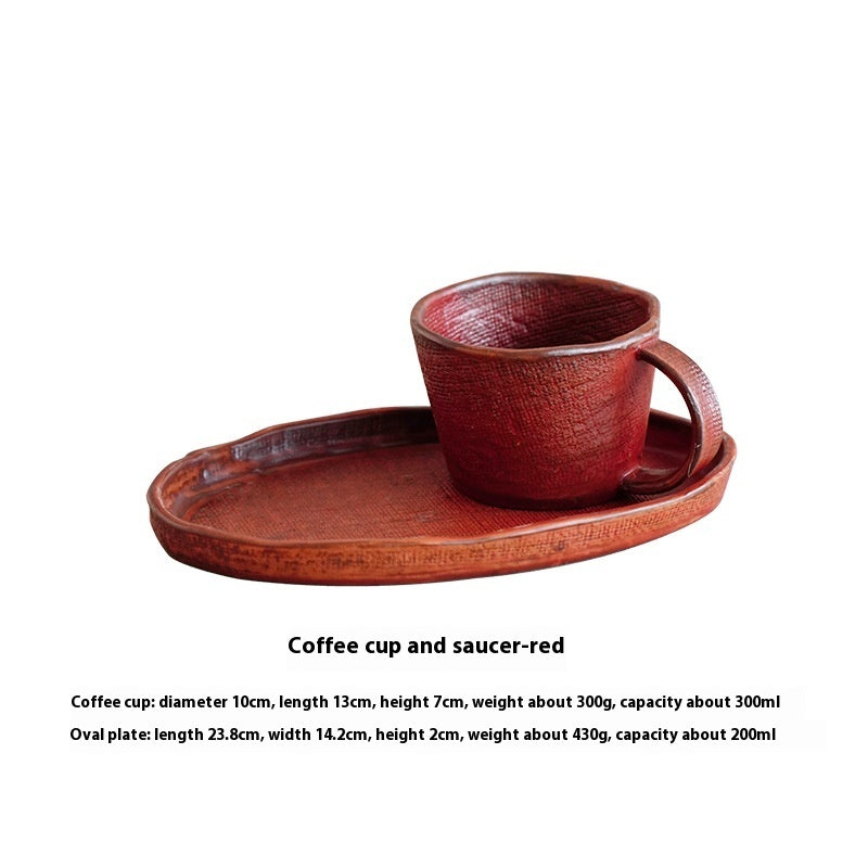 Japanese Handmade Pottery Coffee Cup & Saucer Set