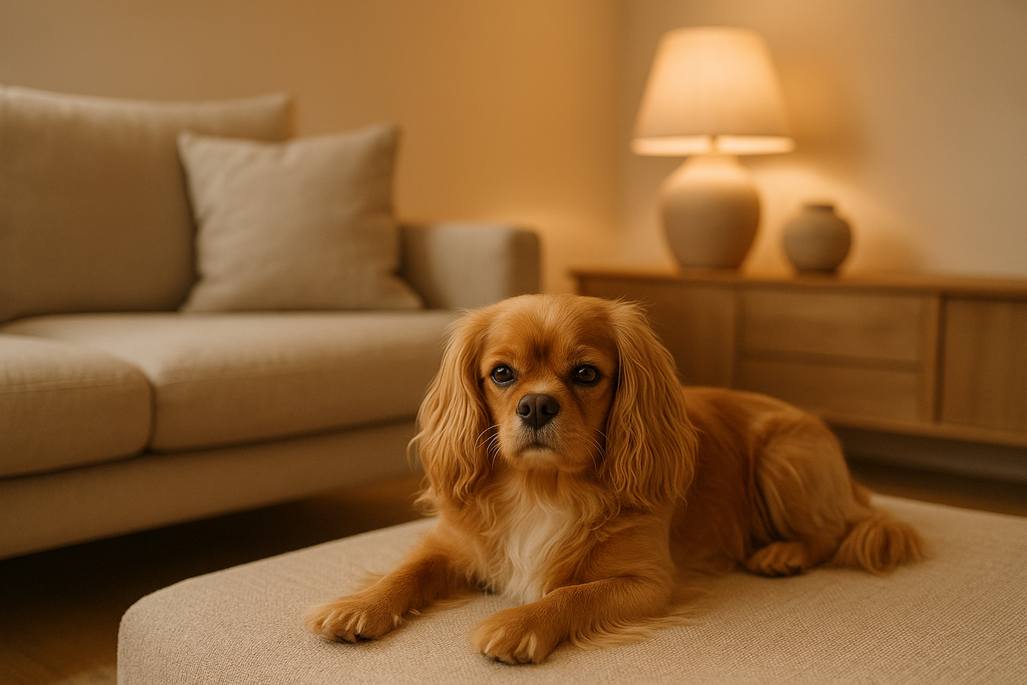 dog on ottoman