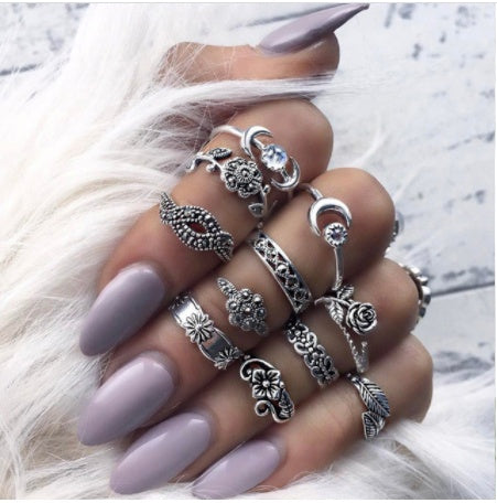 Stackable Ring Set – Gold or Silver Multi-Style Crystal Bands