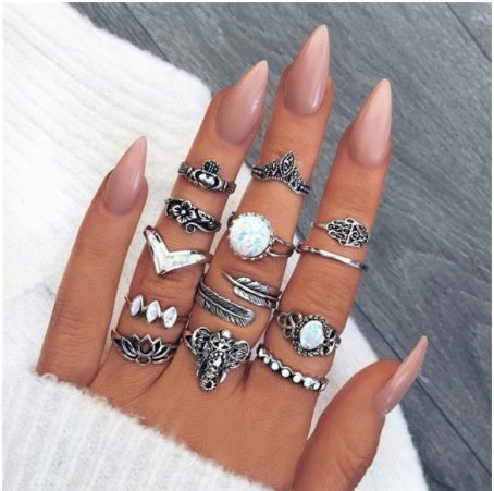 Stackable Ring Set – Gold or Silver Multi-Style Crystal Bands