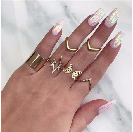Stackable Ring Set – Gold or Silver Multi-Style Crystal Bands