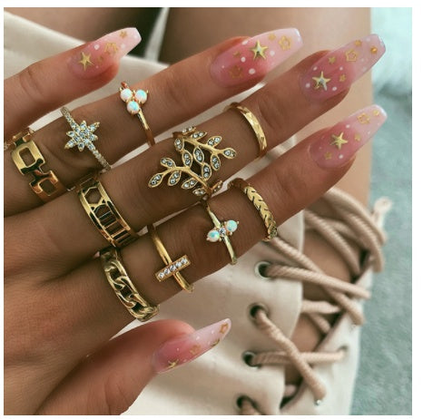 Stackable Ring Set – Gold or Silver Multi-Style Crystal Bands