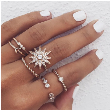 Stackable Ring Set – Gold or Silver Multi-Style Crystal Bands