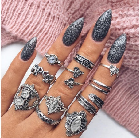 Stackable Ring Set – Gold or Silver Multi-Style Crystal Bands