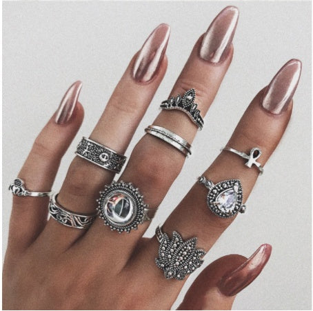 Stackable Ring Set – Gold or Silver Multi-Style Crystal Bands
