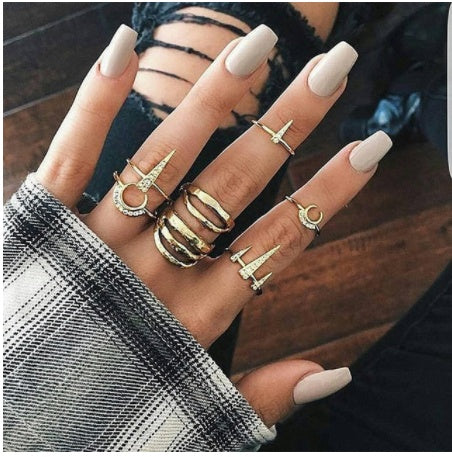 Stackable Ring Set – Gold or Silver Multi-Style Crystal Bands
